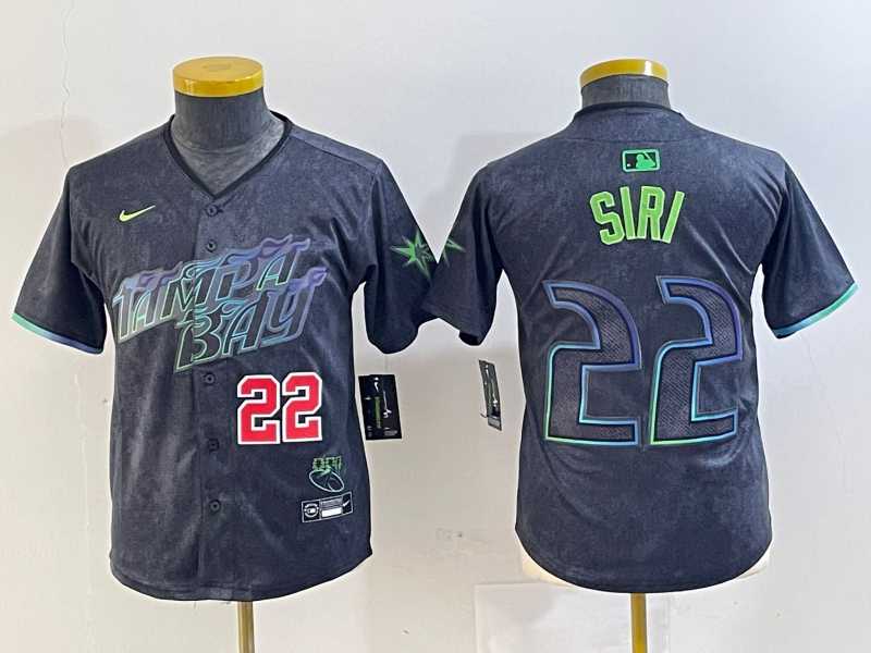 Youth Tampa Bay Rays #22 Jose Siri Number Charcoal 2024 City Connect Limited Stitched Jerseys->mlb youth jerseys->MLB Jersey